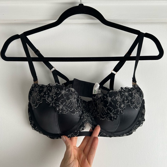 Aerie 36C Balconette bra - black with lace appliqué - Picture 1 of 4